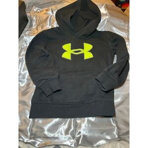 Under Armour Kids Black Hoodie Neon Logo Size 3T Pullover Hooded Sweatshirt